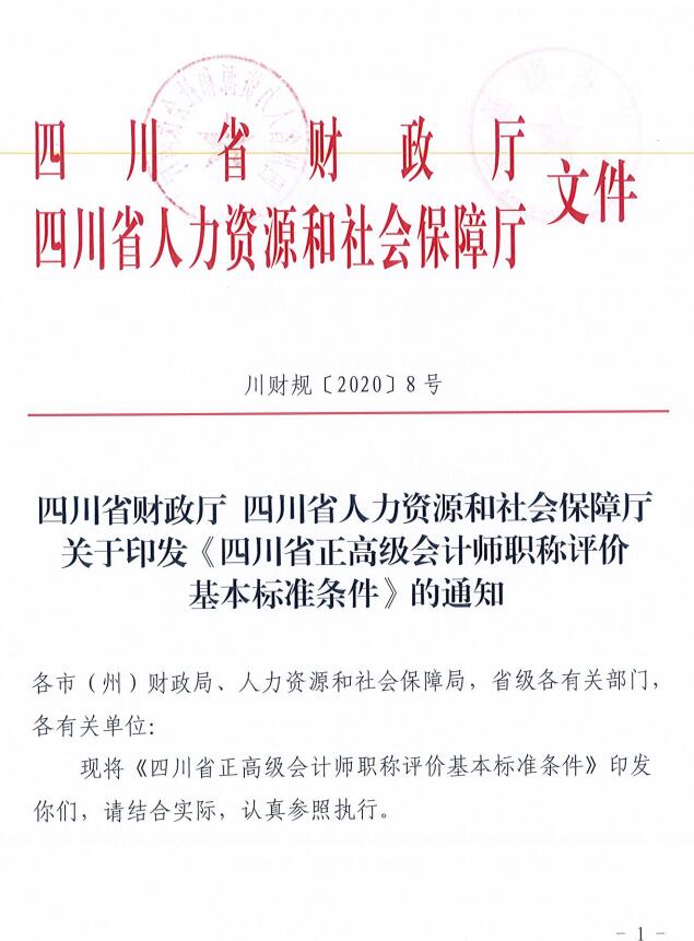 四川省正高级会计师职称评价基本标准条件
